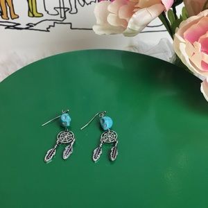 Dreamcatcher turquoise earrings with skulls